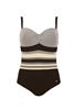 Immagine di PLUS SIZE BROWN SWIM SUIT CREAM STRIPED BODICE